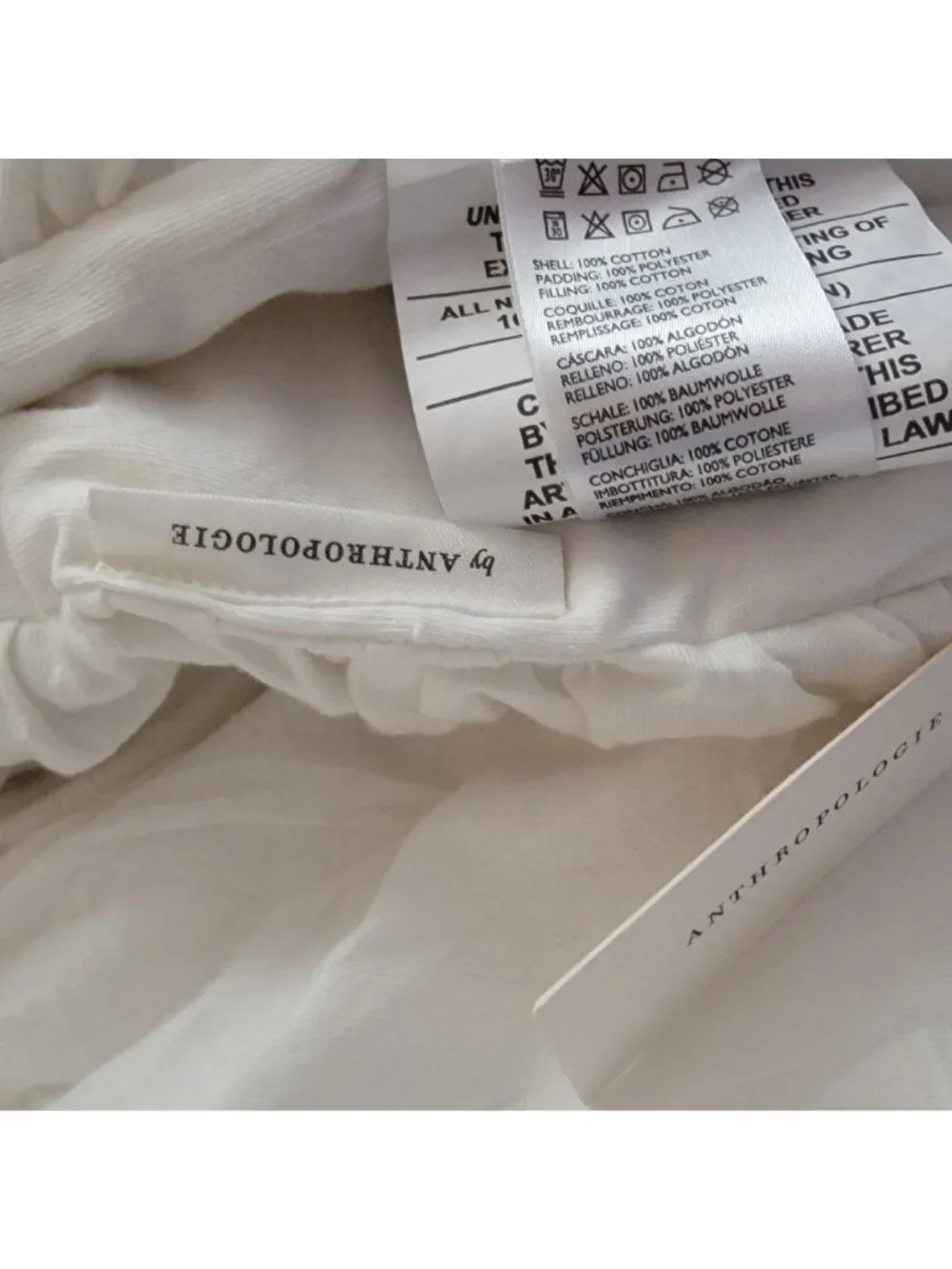 Anthropologie Dahlia Cotton Jersey Floral Quilt King White Boho Chic Cottagecore
